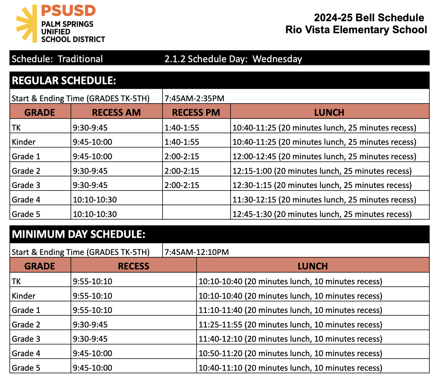 bell schedule 